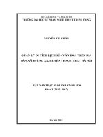 Quản lý di tích lịch sử   văn hóa trên địa bàn xã phùng xá, huyện thạch thất, thành phố hà nội 