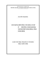 Xây dựng đời sống văn hóa cơ sở ở phường ninh khánh, thành phố ninh bình, tỉnh ninh bình 