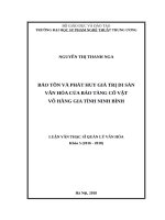 Bảo tồn và phát huy giá trị di sản văn hóa của bảo tàng cổ vật võ hằng gia tỉnh ninh bình 