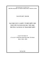 Dạy học hát ca khúc về điện biên cho sinh viên ngành giáo dục tiểu học, trường cao đẳng sư phạm điện biên 