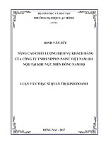 Nâng cao chất lượng dịch vụ khách hàng của Công ty TNHH NIPPON PAIN Việt Nam (Hà Nội) tại khu vực miền Đông Nam Bộ: luận văn thạc sĩ