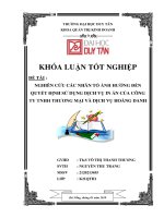 NGHIÊN cứu các NHÂN tố ẢNH HƢỞNG đến QUYẾT ĐỊNH sử DỤNG DỊCH vụ IN ấn của CÔNG TY TNHH THƢƠNG mại và DỊCH vụ HOÀNG DANH 