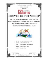 BÁO CÁO KẾT QUẢ THỰC TẬP VÀ THỰC TRẠNG CHẤT LƯỢNG ĐỘI NGŨ LAO ĐỘNG TẠI BỘ PHẬN TIỀN SẢNH KHÁCH SẠN MƯỜNG THANH LUXURY ĐÀ NẴNG