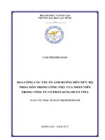 Đo lường các yếu tố ảnh hưởng đến mức độ thoả mãn trong công việc của nhân viên trong Công ty Cổ phần Sung Huyn Vina: luận văn thạc sĩ