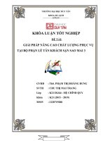 GIẢI PHÁP NÂNG CAO CHẤT LƯỢNG PHỤC vụ tại bộ PHẬN lễ tân KHÁCH sạn SAO MAI 3 