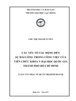 Các yếu tố tác động đến sự hài lòng trong công việc của viên chức Khoa Y Đại học Quốc gia thành phố Hồ Chí Minh: luận văn thạc sĩ
