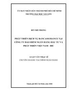 Phát triển dịch vụ bancassurance tại công ty bảo hiểm ngân hàng thương mại cổ phần đầu tư và phát triển Việt Nam  BIC