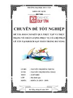 BÁO CÁO KẾT QUẢ THỰC TẬP VÀ THỰC TRẠNG VỀ CHẤT LƯỢNG PHỤC VỤ CỦA BỘ PHẬN LỄ TÂN TẠI KHÁCH SẠN TOÀN THẮNG ĐÀ NẴNG