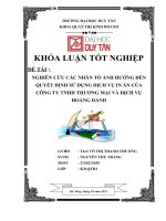 NGHIÊN cứu các NHÂN tố ẢNH HƯỞNG đến QUYẾT ĐỊNH sử DỤNG DỊCH vụ IN ấn của CÔNG TY TNHH THƯƠNG mại và DỊCH vụ HOÀNG DANH 