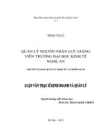 Luận văn thạc sỹ - Quản lý nguồn nhân lực giảng viên tại Trường Đại học Kinh tế Nghệ An