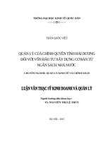 Quản lý của chính quyền tỉnh Hải Dương đối với vốn đầu tư xây dựng cơ bản từ ngân sách nhà nước
