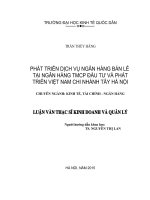 Phát triển dịch vụ ngân hàng bán lẻ tại Ngân hàng TMCP đầu tư và phát triển Việt Nam chi nhánh Tây Hà Nội