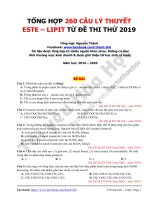260 câu lý THUYẾT ESTE   LIPT   GIẢI CHI TIẾT
