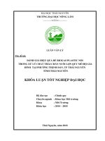 Đánh giá hiệu quả bể biogas plastic nổi trong xử lý chất thải chăn nuôi lợn quy mô hộ gia đình tại phường thịnh đán, tỉnh thái nguyên 