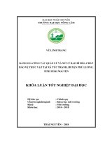 Đánh giá công tác quản lý và xử lý bao bì hóa chất bảo vệ thưc vật tại xã tức tranh, huyện phú lương, tỉnh thái nguyên 