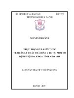 THỰC TRẠNG VÀ KIẾN THỨC VỀ QUẢN LÝ CHẤT THẢI RẮN Y TẾ TẠI MỘT SỐ BỆNH VIỆN ĐA KHOA TỈNH NĂM 2018