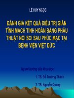 ĐÁNH GIÁ kết QUẢ điều TRỊ GIÃN TĨNH MẠCH TINH HOÀN BẰNG PHẪU THUẬT nội SOI SAU PHÚC MẠC TẠI BỆNH VIỆN VIỆT đức 