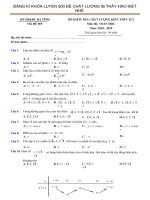 ĐỀ sở hà TĨNH  ĐỀ KIỂM TRA CHẤT LƯỢNG KIẾN THỨC K2 Môn thi: TOÁN HỌC Năm: 2018  2019 Thời gian làm bài: 90 phút