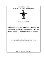ĐÁNH GIÁ kết QUẢ sớm PHẪU THUẬT nội SOI VIÊM RUỘT THỪA tại BỆNH VIỆN đa KHOA THUẬN THÀNH GIAI đoạn 2016 2017 