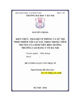 KIẾN THỨC, THÁI độ về PHÒNG và xử TRÍ PHƠI NHIỄM với vật sắc NHỌN TRONG TIÊM TRUYỀN của SINH VIÊN điều DƯỠNG TRƯỜNG CAO ĐẲNG y tế hà nội 