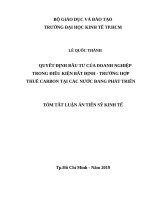Quyết định đầu tư của doanh nghiệp trong điều kiện bất định: Trường hợp thuế carbon tại các nước đang phát triển. (Investment decision under uncertainty: The case of carbon taxation in developing countries) tt