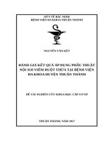 ĐÁNH GIÁ kết QUẢ áp DỤNG PHẪU THUẬT nội SOI VIÊM RUỘT THỪA tại BỆNH VIỆN đa KHOA HUYỆN THUẬN THÀNH 