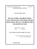 KẾT QUẢ điều TRỊ BỆNH NHÂN UNG THƯ dạ dày GIAI đoạn MUỘN BẰNG PHÁC đồ TCX tại BỆNH VIỆN UNG bướu hà nội 