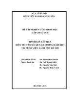ĐÁNH GIÁ kết QUẢ điều TRỊ tán sỏi QUA DA ĐƯỜNG hầm NHỎ tại BỆNH VIỆN XANH pôn hà nội 