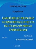 ĐÁNH GIÁ HIỆU QUẢ PHƯƠNG PHÁP xác ĐỊNH CHIỀU dài làm VIỆC của ỐNG tủy BẰNG máy PROPEX II ở NHÓM RĂNG hàm 