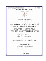 ĐẶC điểm cảm xúc – HÀNH VI và CHẤT LƯỢNG CUỘC SỐNG của TRẺ 4 – 6 TUỔI mắc táo bón mạn TÍNH CHỨC NĂNG 