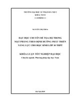 Dạy học chuyên đề tọa độ trong mặt phẳng theo định hướng phát triển năng lực cho học sinh lớp 10 THPT