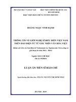 Thông tin về giới nghệ sĩ biểu diễn việt nam trên báo điện tử từ góc nhìn văn hóa việt (khảo sát trên các báo điện tử vietnamnet vn, ngoisao net, news zing vn giai đoạn từ năm 2014   2016)
