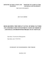 Nghiên cứu mức độ ảnh hưởng của các yếu tố rủi ro đến chi phí đầu tư xây dựng công trình thủy điện vừa và nhỏ ở việt nam tt tiếng anh 