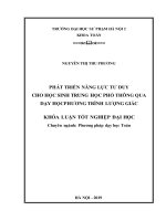 Phát triển năng lực tư duy cho học sinh THPT qua dạy học phương trình lượng giác 