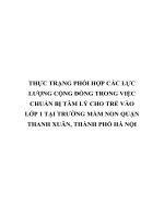 THỰC TRẠNG PHỐI hợp các lực LƯỢNG CỘNG ĐỒNG TRONG VIỆC CHUẨN bị tâm lý CHO TRẺ vào lớp 1 tại TRƯỜNG mầm NON QUẬN THANH XUÂN, THÀNH PHỐ hà nội