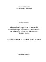 Đánh giá hiệu quả kinh tế sản xuất cam sành theo tiêu chuẩn vietgap 