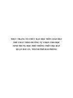 THỰC TRẠNG tổ CHỨC dạy học môn GIÁO dục THỂ CHẤT THEO HƯỚNG tự CHỌN CHO học SINH TRUNG học PHỔ THÔNG TRÊN địa bàn QUẬN hải AN,  THÀNH PHỐ hải PHÒNG