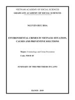 Các tội phạm về môi trường ở việt nam tình hình, nguyên nhân và giải pháp phòng ngừa tt tiếng anh 