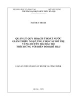 Quản lý quy hoạch thoát nước giảm thiểu ngập úng cho các đô thị Vùng Duyên hải Bắc Bộ thích ứng với biến đổi khí hậu