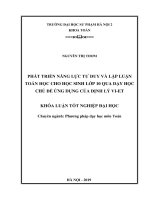 Khoá luận tốt nghiệp phát triển năng lực tư duy và lập luận toán học cho học sinh lớp 10 qua dạy học chủ đề ứng dụng của định lý vi et 