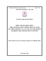 THỰC TRẠNG KIẾN THỨC, THỰC HÀNH về QUY TRÌNH TIÊM AN TOÀN của điều DƯỠNG và các yếu tố ẢNH HƯỞNG tại BỆNH VIỆN THANH NHÀN năm 2017 