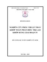 NGHIÊN CỨU PHẪU THUẬT THAY KHỚP TOÀN PHẦN ĐIỀU TRỊ LAO KHỚP HÁNG GIAI ĐOẠN IV