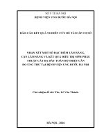 NHẬN XÉT MỘT SỐ ĐẶC ĐIỂM LÂM SÀNG, CẬN LÂM SÀNG VÀ KẾT QUẢ ĐIỀU TRỊ SỚM PHẪU THUẬT CẮT DẠ DÀY TOÀN BỘ TRIỆT CĂN DO UNG THƯ TẠI BỆNH VIỆN UNG BƯỚU HÀ NỘI