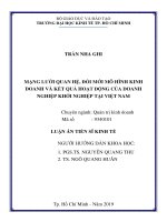 MẠNG LƯỚI QUAN hệ, đổi mới MÔ HÌNH KINH DOANH VÀ kết QUẢ HOẠT ĐỘNG CỦA DOANH NGHIỆP KHỞI NGHIỆP TẠI VIỆT NAM tt 
