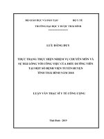 Thực trạng thực hiện nhiệm vụ chuyên môn và sự hài lòng với công việc của điều dưỡng viên tại một số bệnh viện tuyến huyện tỉnh thái bình  