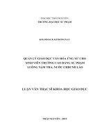 Quản lý giáo dục văn hóa ứng xử cho sinh viên trường cao đẳng sư phạm luông nặm tha, nước CHDCND lào 