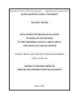 Quản lý quy hoạch thoát nước giảm thiểu ngập úng cho các đô thị vùng duyên hải bắc bộ thích ứng với biến đổi khí hậu tt tiếng anh 