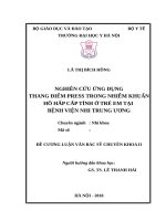 NGHIÊN CỨU ỨNG DỤNG THANG ĐIỂM PRESS TRONG NHIỄM KHUẨN HÔ HẤP CẤP TÍNH Ở TRẺ EM TẠI BỆNH VIỆN NHI TRUNG ƯƠNG