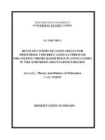 Giáo dục kĩ năng giao tiếp cho trẻ mẫu giáo 5 6 tuổi qua tổ chức trò chơi đóng vai theo chủ đề ở khu vực miền núi phía bắc tt tiếng anh 