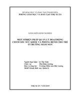 Một số biện pháp quản lý hoạt động chăm sóc sức khỏe và phòng bệnh cho trẻ trong trường mầm non 